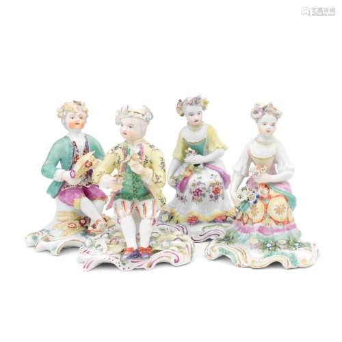Two pairs of Derby figures emblematic of Spring and Summer, ...