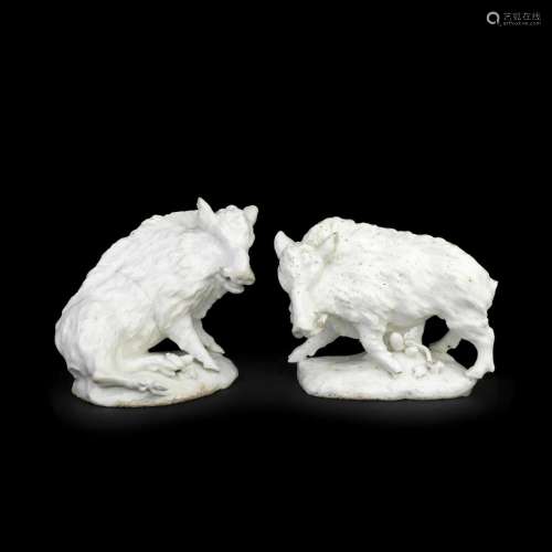A pair of Derby 'dry edge' models of Florentine Boars, circa...