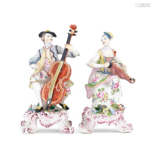 A pair of Bow figures of musicians, circa 1760-65