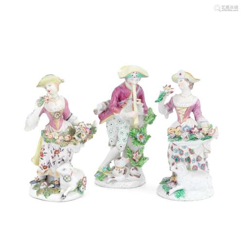 Three Bow figures, circa 1765-70