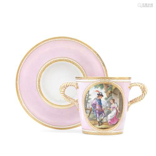 A Derby trembleuse cup and saucer by James Banford, circa 17...