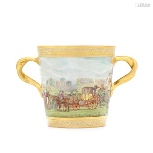 A Derby chocolate cup painted by John Brewer, circa 1796-180...