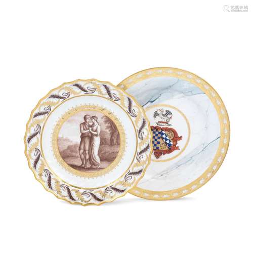 Two Flight, Worcester plates, circa 1795-1810