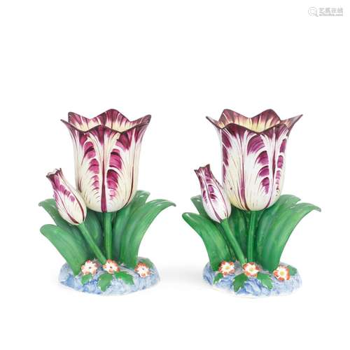 Two Staffordshire porcelain tulip vases, circa 1840