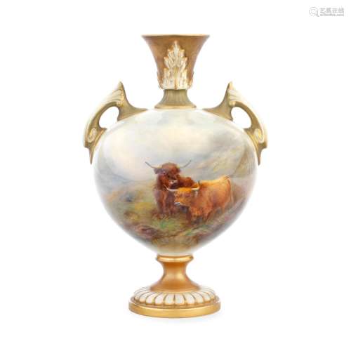 A Royal Worcester vase by Harry Stinton, dated 1919