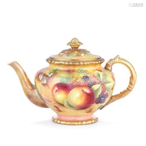 A Royal Worcester 'Painted Fruit' teapot and cover by Terry ...