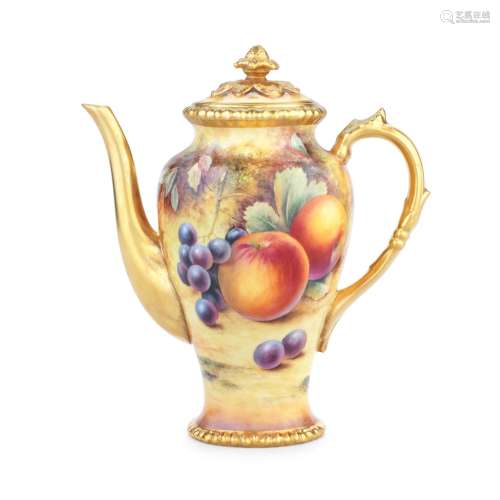 A Royal Worcester 'Painted Fruit' coffee pot and cover by Pa...