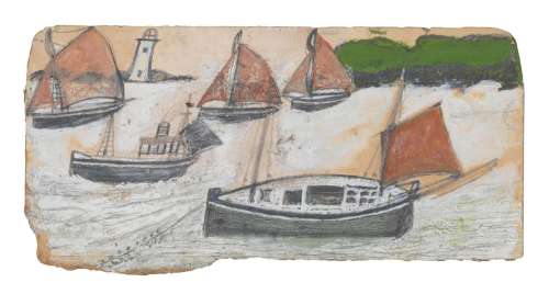 Alfred Wallis (British, 1855-1942) Boats with Rust Sails 11....