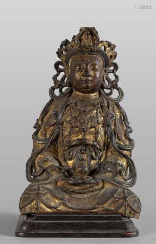 Buddha, scultura in bronzo dorato a freddo, Cina
