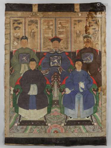 Cinque dignitari, tempera su tela, Cina Dinasita