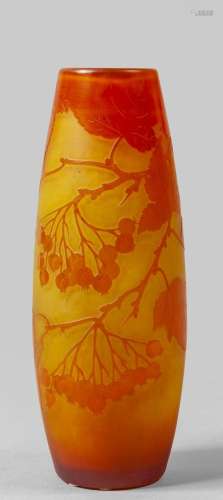 Gallè, vaso in vetro decorato all'acido nei toni