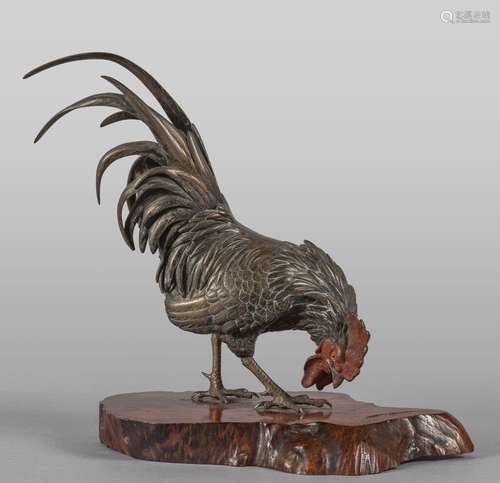 OKIMONO JIZAI (-) Grande gallo in bronzo