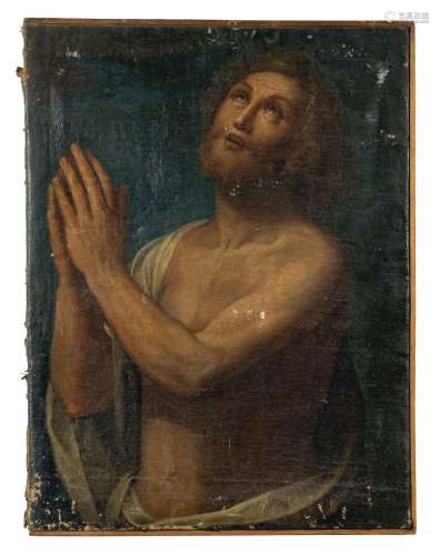"Santo in preghiera" olio, sec.XVIIIcm. 57x76