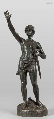 Guerriero, scultura in bronzo f.ta Raffony,