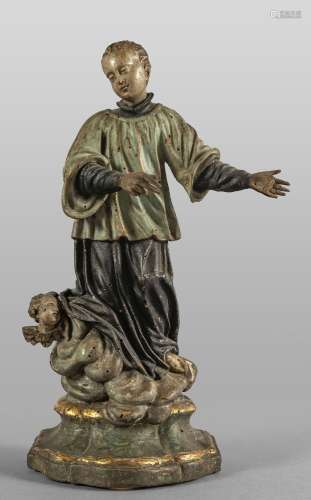 Santo con angioletto, scultura in legno