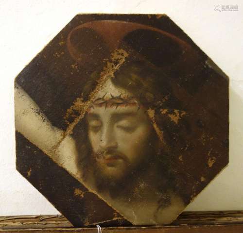 "Testa di Cristo" olio, sec.XVII (frammento di