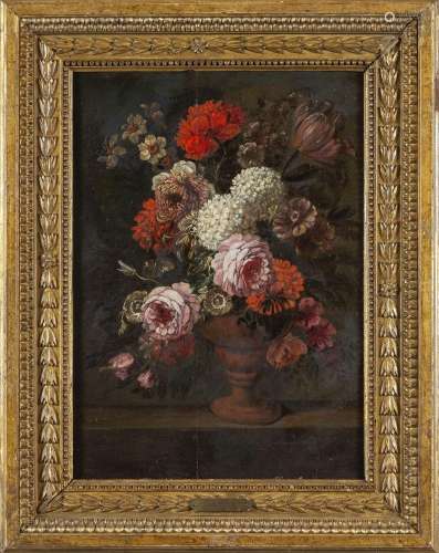 Scuola fiamminga sec.XIX "Vaso di fiori" olio su