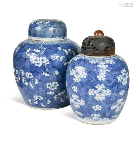 A Chinese blue and white export porcelain ginger jar and cov...