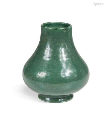 A Chinese green monochrome small vase, probably Qianlong, la...