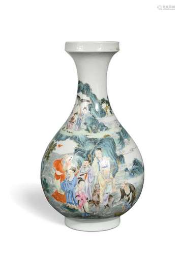 A Chinese porcelain Eight Immortals vase, signed Xiezho Zhur...