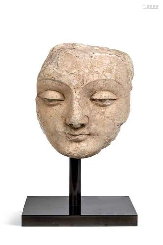 A Gandharan stucco fragmentary face of Buddha, North West In...