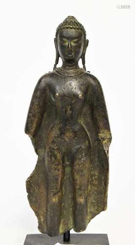 A Khmer bronze standing Buddha, early Angkor style,