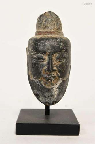 A Chinese black stone head of Laozi, perhaps 6th/7th century...