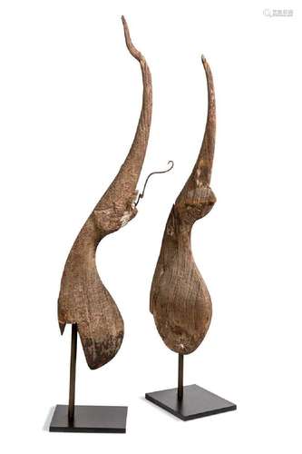 A pair of Thai carved wood temple finials, 18th/19th century...