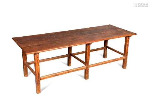 A large Philippine teak two plank top dining table, late 19t...