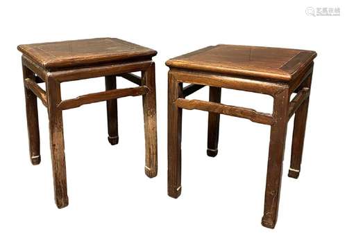 A pair of Chinese hardwood square tables, early 20th century...