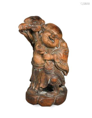 A Chinese bamboo carving of Liu Hai and the greedy toad, Qin...