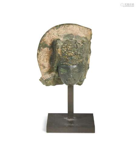 A Kashmir greenstone carved head of Vishnu,