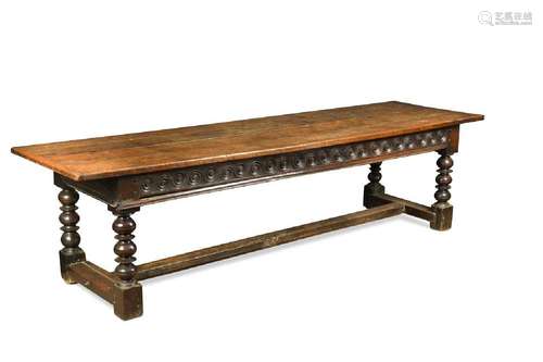 An oak refectory table, late 17th century,