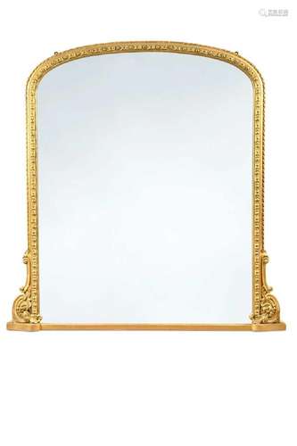 A gilt overmantle mirror, 19th century,