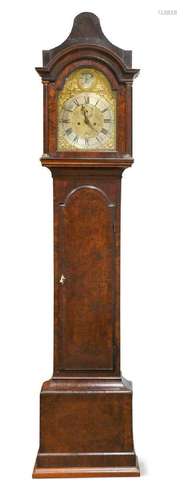 A figured walnut longcase clock, mid 18th century,