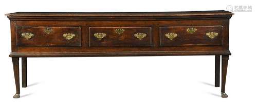 An oak dresser base, mid-18th century,