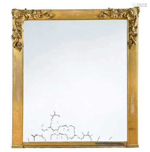 A giltwood overmantle mirror, late 19th century,