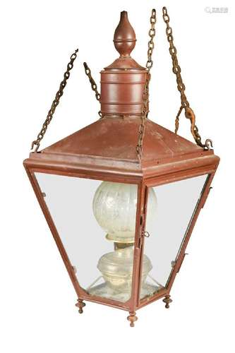 A Victorian copper street lantern,