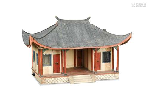 A wooden dolls house, circa 1930s,