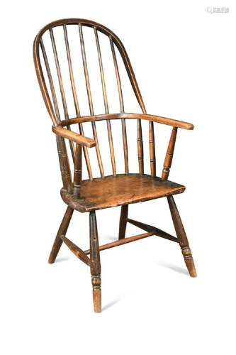 An ash and elm stick back armchair, 19th century,