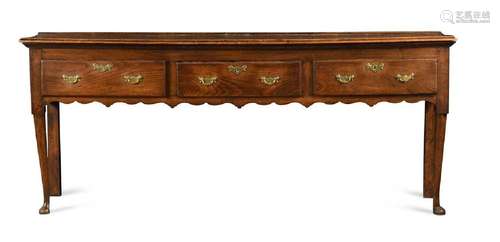 An oak dresser base, mid-18th century,