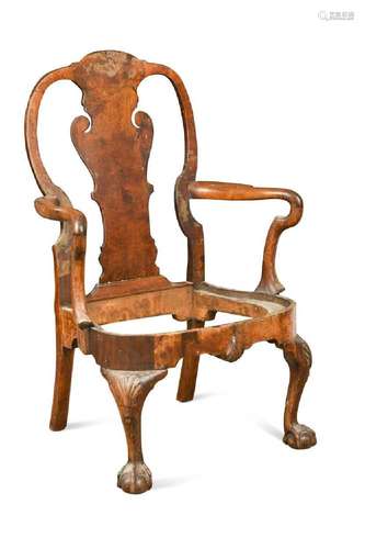 A large George I walnut elbow chair,