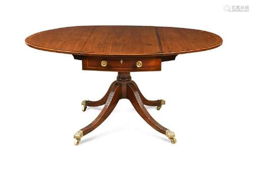 A George III mahogany and fruitwood strung Pembroke table,