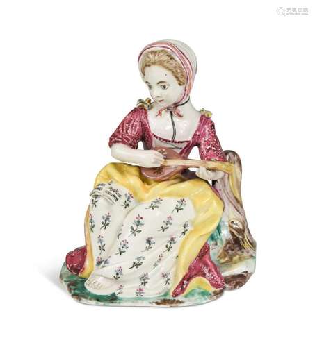 A French porcelain figure, probably Chantilly, circa 1750,