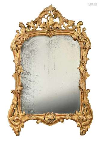 A shaped gilt wall mirror, late 18th century,