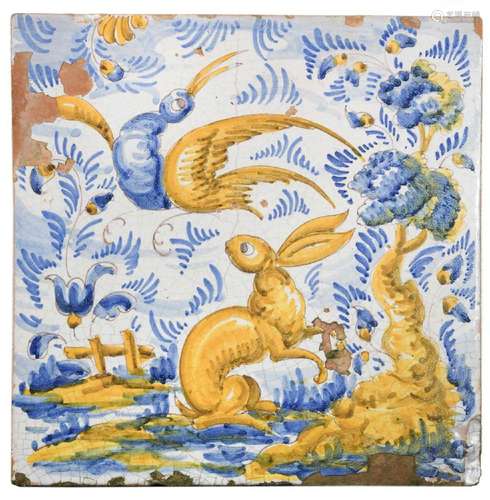 A large maiolica tile,