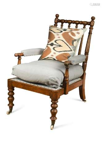 A Victorian mahogany library armchair,