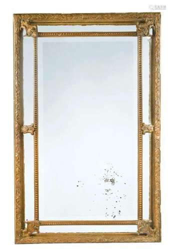 A sectional gilt framed wall mirror, 19th century,