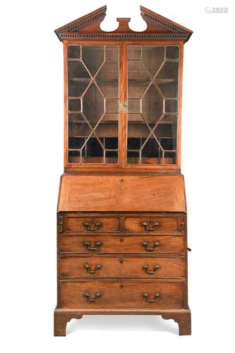 A George III mahogany bureau bookcase,