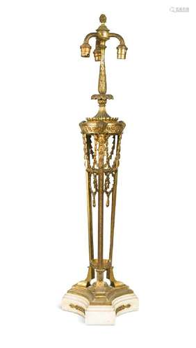 An Empire style gilt metal and onyx lamp, late 19th century,